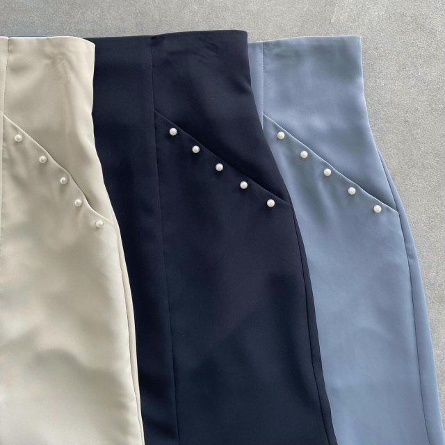 e@rth+elegant curves! Fashionable Baipeng Pearl side pocket Midi fishtail mid-length skirt