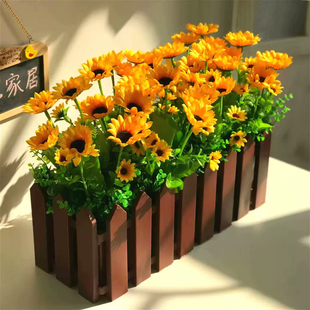 假花仿真花向日葵太阳花盆栽学校舞台活动假花装饰塑料盆