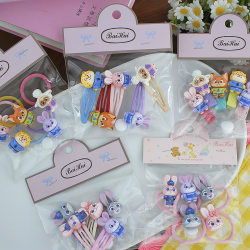 Cartoon Rabbit Police Officer Girls' Hair Tie Hair Ring Animal City Children's Hair Clip Bangs Clip Non-Damaging Hair Elastic Hair Accessory