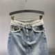 Retro denim skirt for women 2025 spring new Hong Kong style breasted high waist slimming mid-length A-line hip skirt