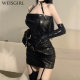 Halloween COS Royal Sister Uniform PU leather skirt sexy little wild cat female rabbit girl queen set pure desire little devil
