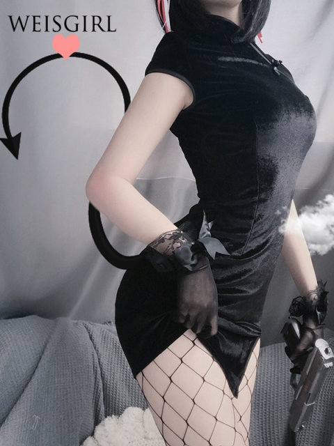 Weisgirl Diablo Girl Sexy Night Store Installation China Retro Wind Bags Glble Cheongsam Uniform Tempting Set
