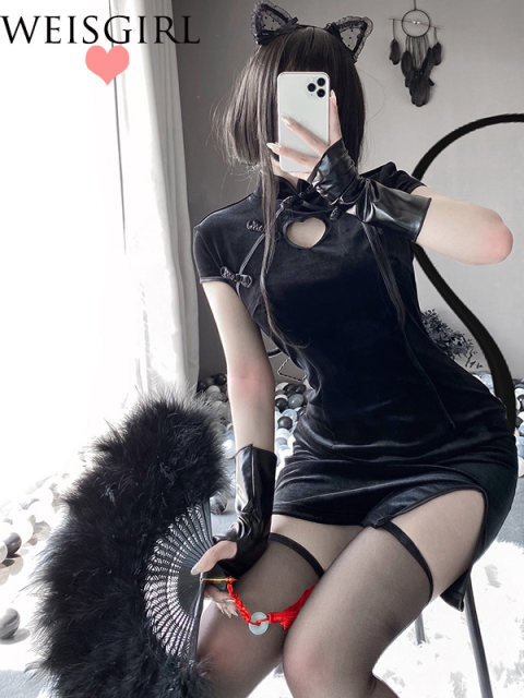 Weisgirl Diablo Girl Sexy Night Store Installation China Retro Wind Bags Glble Cheongsam Uniform Tempting Set
