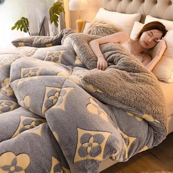 Lamb Wool Quilt, Winter Quilt, Thickened and Warm, Milk Velvet Autumn and Winter Bedding, Student Dormitory Single-Person Cotton Quilt Core 5kg