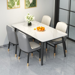 Sanmeng Home Slate Dining Table 2026 New Model Light Luxury Small Apartment Dining Table Rectangular Dining Table and Chair Set