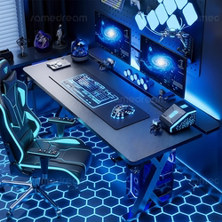 Sanmeng Desktop Gaming Table Solid Wood Computer Desk Carbon Fiber Home Bedroom Integrated Office Desk Study Desk Workbench