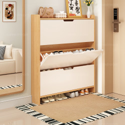 Sanmeng Solid Wood Shoe Cabinet, Ultra-Thin Flip Shoe Rack, Home Use, Small and Narrow, for Entryway, Hallway, Integrated Wall-Mounted Storage Cabinet