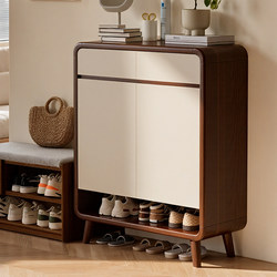 Entryway Shoe Cabinet for Home Use, 2026 New Model, Small Apartment Solid Wood Storage Cabinet, Integrated Wall-Mounted Entryway Hallway Shoe Rack