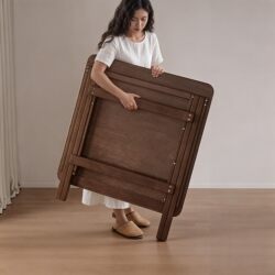 Solid Wood Folding Table, Square Dining Table, Foldable Dining Table for Small Apartments, New Rectangular Simple Table for Home Use