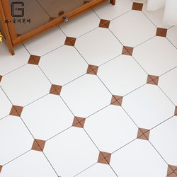 French-Style Brown-Red Vintage Floral Tiles for Guesthouse Kitchens, Bathrooms, Entryways, and Balconies, Non-Slip Matte Full Ceramic Floor Tiles