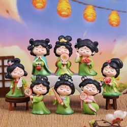 Chinese-Style Ancient Tang Dynasty Princess Hanfu Girl Resin Doll Desktop Ornament Craft Gift for Girls