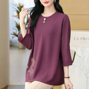 50kg-90kg 48inci 5XL Saiz Besar Baju Rumah Nenek Blouse T-Shirt  Perempuan/Plus Size Cotton Oversize Big Shirt/宽松雪纺蕾丝上衣女