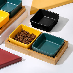 
Cat bowl, special bowl for kittens, ceramic cat food bowl, cat snacks, kitten and hamster, mini shallow mouth bird food box, square dish