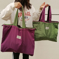 Foldable Shopping Bag Export Environmentally Friendly Portable Supermarket Grocery Bag Large Capacity Waterproof Canvas Large Tote Bag