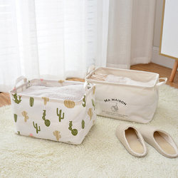 Cotton and Linen Fabric Storage Basket Korean Waterproof Storage Box Snack Cosmetics Storage Basket Kitchen Foldableable Storage Box