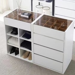 Simple and Modern Island Cabinet, Cloakroom with Glass Countertop, Multi-Compartment Drawer Cabinet, Bedroom Display and Storage Integrated Cabinet