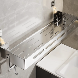 Bathroom Shelf 304 Stainless Steel No-Drill Wall-Mounted Toilet Washroom Sink Storage Rack