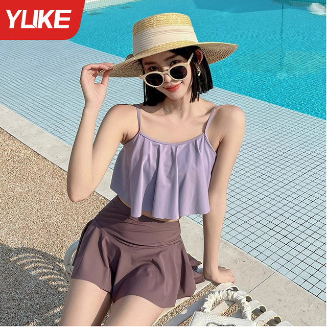 Women's 2025 new hot skirt style split student high-end slimming swimming pool special hot spring swimsuit