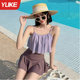 Women's 2025 new hot skirt style split student high-end slimming swimming pool special hot spring swimsuit