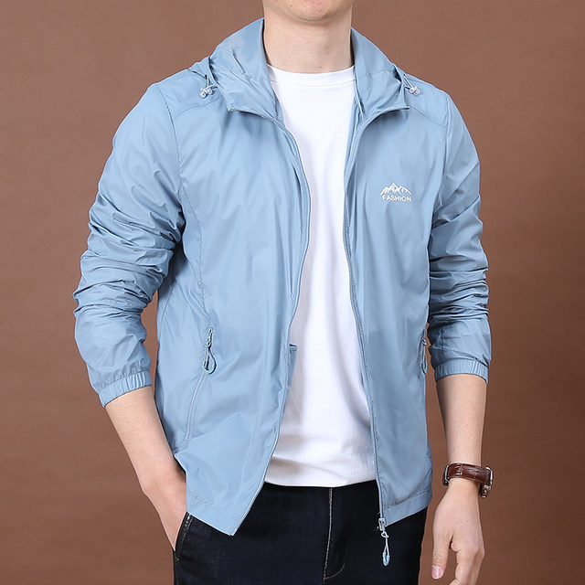 Men's outdoor sports hooded loose skin clothing men's 2024 summer ...