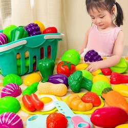 Children's Pretend Play Fruit Cutting Toy Pizza Vegetable Cutting Fun Educational Kitchen Toy Set for Boys and Girls