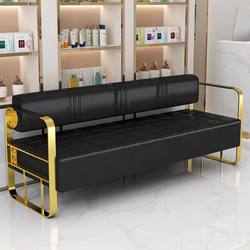 Trendy Hair Salon Sofa Waiting Chair, Hair Salon and Nail Salon Rest Area, Light Luxury Stainless Steel Long Sofa Chair