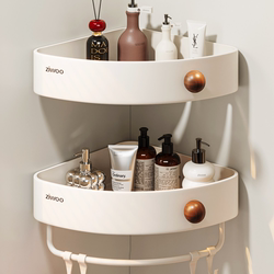 Milky White Bathroom Shelf, No-Drill Installation, for Bathroom Sink, Washroom, Toilet, Shower Room, Wall-Mounted Storage, Corner