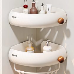Bathroom Shelf for Toilet and Washbasin, No-Drill Shower Wall Triangular Storage Rack for Shower Gel