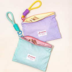 Korean-Style Ins Storage Bag, Portable and Simple Small Bag for Outings, Color-Blocking Thin Makeup Bag, Coin and Lipstick Storage Pouch