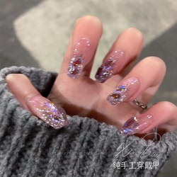 Wearing A High-end Sense Of Hand-made Custom-made Diamond Fake Nails Finished Product 2023 New Wen Elf With The Same Style Of Nail Art Stickers