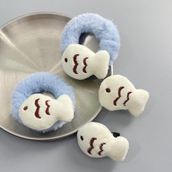 Plush Cute Little Fish Cartoon Stylish Hair Tie Rubber Band Hair Ring Back of the Head Claw Hair Clip Hair Accessory for Girls