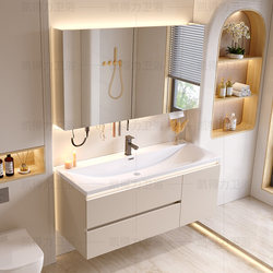 Smart Bathroom Cabinet Set with Ocean Basin Ceramic Integrated Basin, Modern Minimalist Washbasin, Face Wash Sink, Washstand