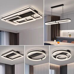 New Living Room Lamp, Ceiling Lamp, Light Luxury and Elegant Bedroom Lamp, Ice Crack Pattern Living Room Lamp, Whole House Lighting Package Set