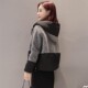 Off-season special cotton jacket for women new wool splicing contrasting color short cotton jacket for women for women fashionable thin small cotton jacket