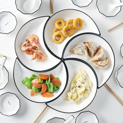Internet celebrity moon plate combination moon platter tableware set reunion New Year's Eve dinner family ceramic dish plate bowl for home use
