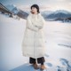All-match cotton and casual minimalist style 95 white goose-velvet hooded down jacket White long large-size drawstring jacket