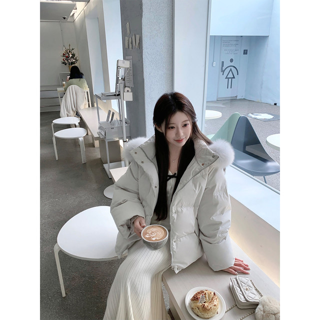 Mengmeng Ja White House Qiuliyuan thickened 90 white duck down down jacket for women winter detachable fur collar little jacket