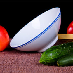 Jingdezhen Ceramic Tableware Underglaze Color Old-Style Blue-Rimmed Bowl Household Creative Soy Milk Bowl Noodle Bowl Rice Bowl Soup Bowl Commercial Use