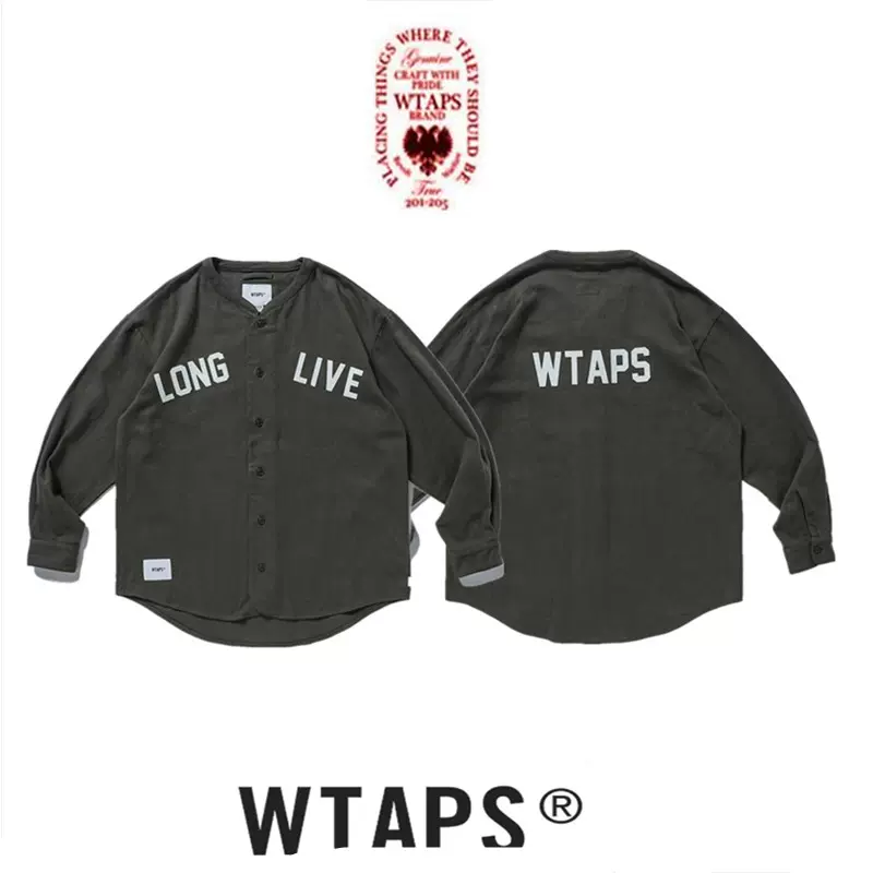 WTAPS LEAGUE LS COTTON FLANNEL21AW日系棒球服宽松无领衬衫外套-Taobao