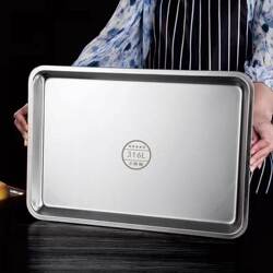 316 Food-Grade Stainless Steel Thickened Flat-Bottomed Square Tray Rectangular Tray Barbecue Tray Steamed Rice Tray Braised Meat Tray Flat Plate