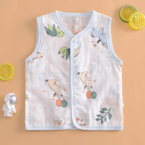 
Summer Hamiqi baby ultra-thin cotton gauze vest sweat-absorbing men and women children vest close-fitting vest shoulder