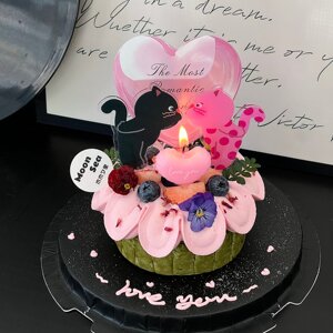 
520 Valentine's Day Basque Cake Decoration Couple Kitten Acrylic Insert Love Card Baking Insert Card