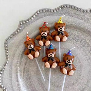 
Internet celebrity cartoon bear candle cake decoration ornaments birthday candle children's party dessert baking decoration plug-in