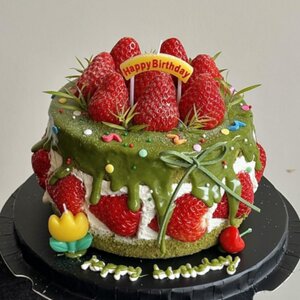 
Internet celebrity ins Korean strawberry birthday cake decoration plug-in small flower cherry candle party dessert baking plug-in