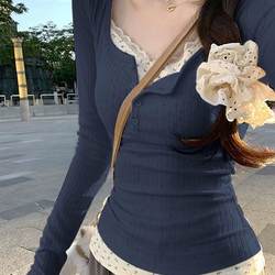 Ballet Style Fake Two-Piece Long-Sleeve T-Shirt for Women, New Autumn and Winter Plus Size, Slimming Inner Layer Top for Chubby Girls