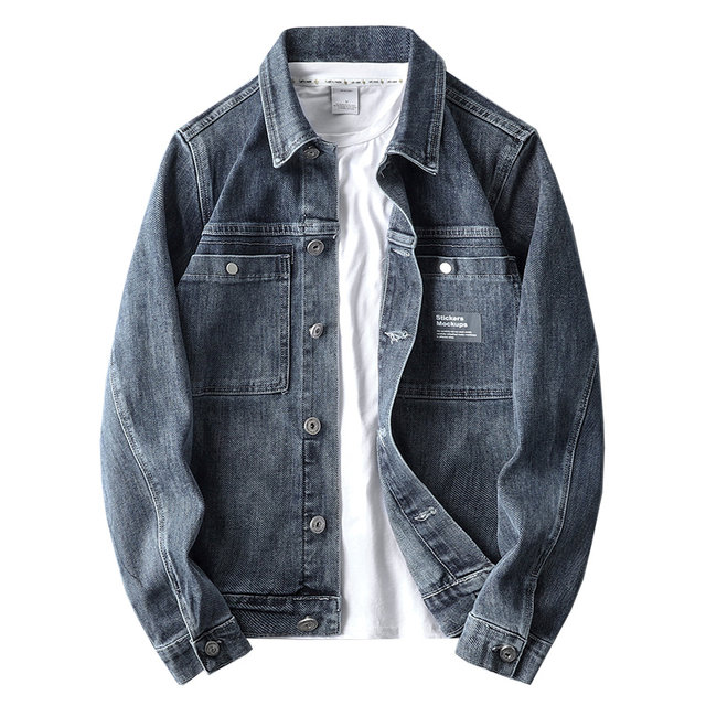 Spring and Autumn Men's Casual Lapel Standard Straight Denim Jacket Men ...