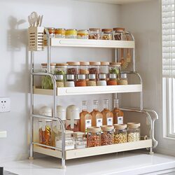 Kitchen Condiment Storage Rack, Household Multifunctional Stainless Steel Countertop Seasoning Rack, Desktop Chopstick Storage Rack