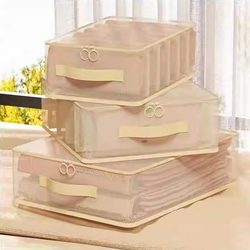 Clothes, Bedding, Four-Piece Set Storage Bag, Transparent Breathable Nylon Mesh Drawer Compartment Classification Organizer Bag