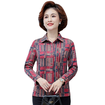 Spring and autumn little mother's slim long -sleeved shirt shirt
