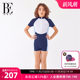 BE van der Ant one-piece swimsuit children's zipper short sleeve flat angle sun protection anti-chlorine energy blue and white splicing